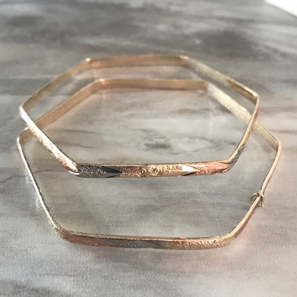 2Set Hexagon TriColor Bangle Cuff - Picture 2 of 6